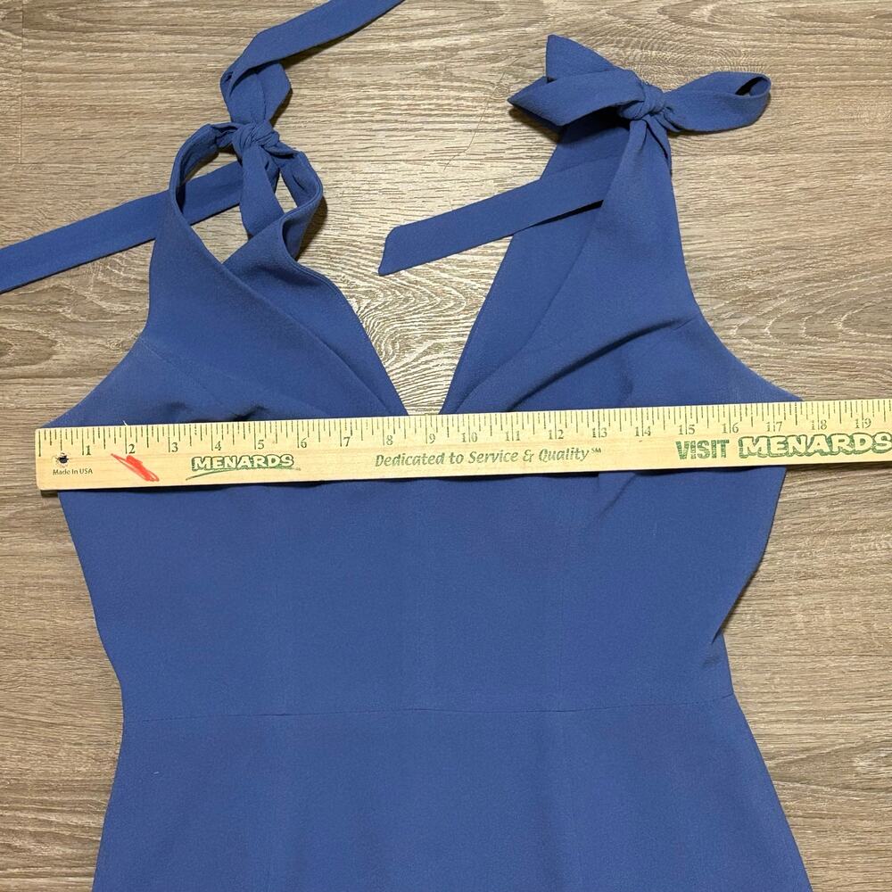 Dress The Population Lita Dress Sz M Blue Jay Tie Shoulder Cocktail Midi Sheath - Picture 5 of 16